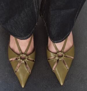 ZARA Olive Green Slingback Kitten Heels NWT Pointed Toe Pumps Size 7.5 9